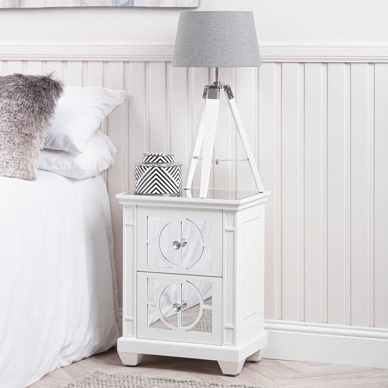 White nightstand deals with crystal knobs